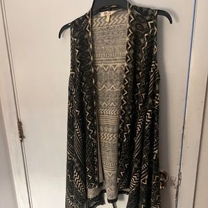 Azteca Cream and Black Vest with Waist Tie